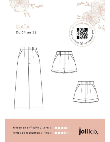 Hosen- und Shorts-Schnittmuster Gaïa - Joli Lab