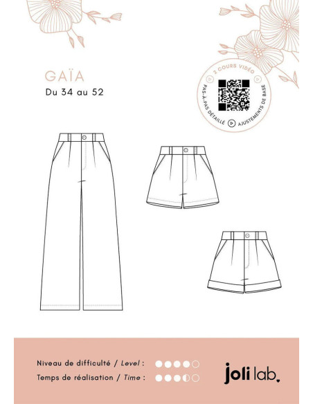 Hosen- und Shorts-Schnittmuster Gaïa - Joli Lab