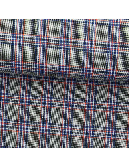 Schottisches Tartan-Gewebe im Trend - Blau, Schwarz und Orange