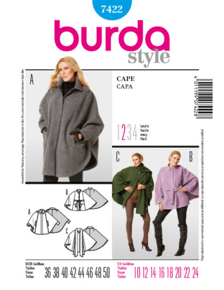 Umhangschnittmuster - Burda 7422