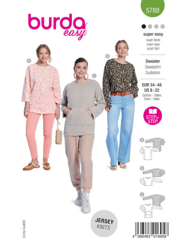 Sweatshirt-Schnittmuster - Burda 5788