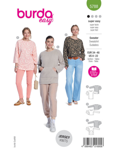Sweatshirt-Schnittmuster - Burda 5788