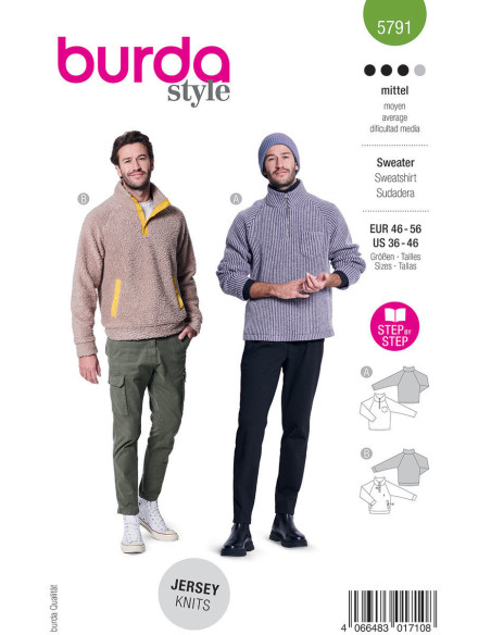 Sweatshirt-Schnittmuster - Burda 5791