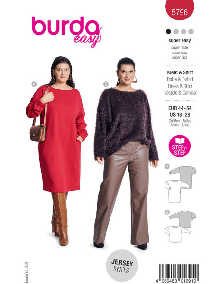 Kleid- und T-Shirt-Schnittmuster - Burda 5796
