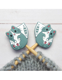 Maschenstopper für Stricknadeln - Katze und Kissen
