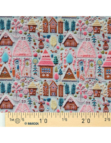 Baumwoll-Popeline-Stoff - Hancel grau und rosa