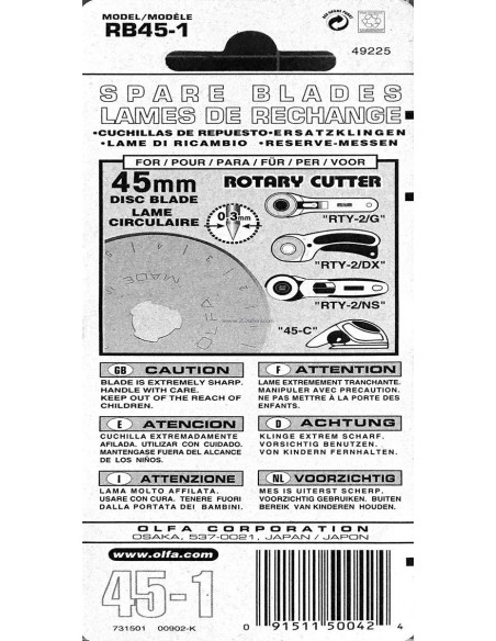1 Ersatzklinge für Olfa Cutter - 45 mm