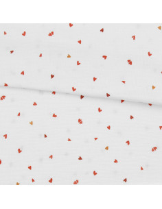 Bedruckter Double-Gauze-Stoff - Coreo Weiß und Rot