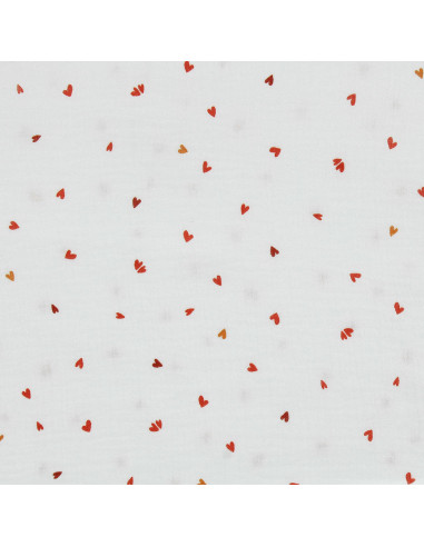Bedruckter Double-Gauze-Stoff - Coreo Weiß und Rot