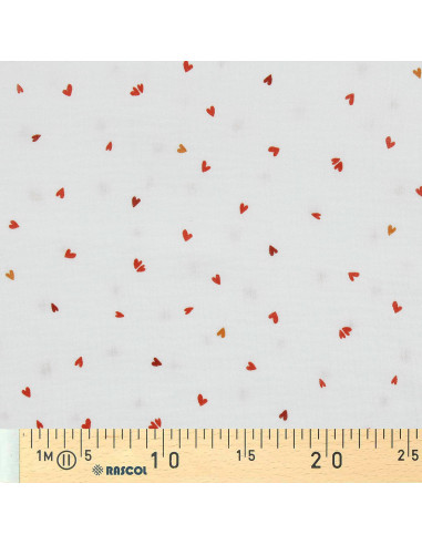 Bedruckter Double-Gauze-Stoff - Coreo Weiß und Rot