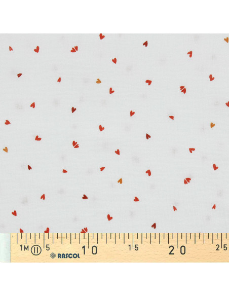 Bedruckter Double-Gauze-Stoff - Coreo Weiß und Rot