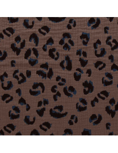 Bedruckter Double-Gauze-Stoff - Fauve Taupe und Schwarz 2