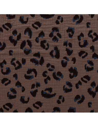 Bedruckter Double-Gauze-Stoff - Fauve Taupe und Schwarz