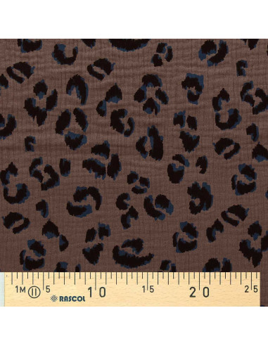 Bedruckter Double-Gauze-Stoff - Fauve Taupe und Schwarz