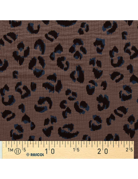 Bedruckter Double-Gauze-Stoff - Fauve Taupe und Schwarz