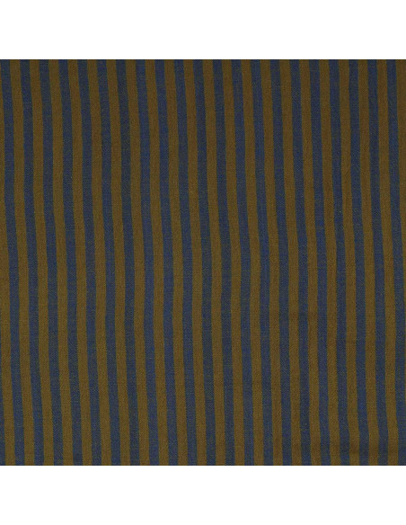 Gekreppter Doppelgaze-Stoff mit Streifen - Bronze und Kobalt