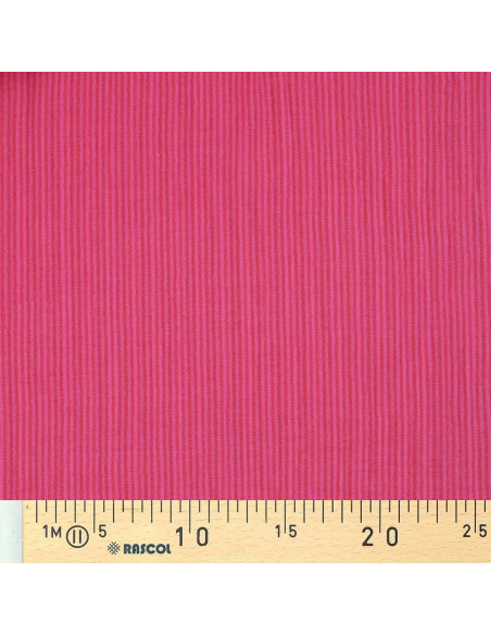 Gekreppter Doppelgaze-Stoff mit Streifen - Bonbon und Hibiskus