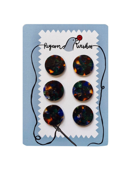 Karte mit 6 Knöpfen aus Bioresin 25 mm 4 Löcher - Grimoire