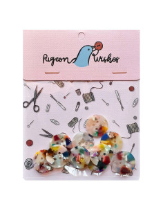 Packung mit 10 Knöpfen aus Bioharz 20 mm 4 Löcher - Painterly