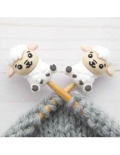 Maschenstopper für Stricknadeln - Kleines weißes Schaf