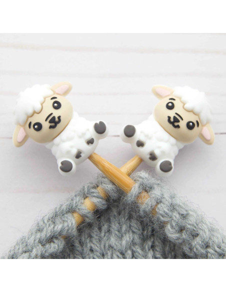 Maschenstopper für Stricknadeln - Kleines weißes Schaf