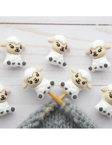 Maschenstopper für Stricknadeln - Kleines weißes Schaf