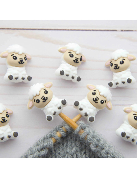 Maschenstopper für Stricknadeln - Kleines weißes Schaf