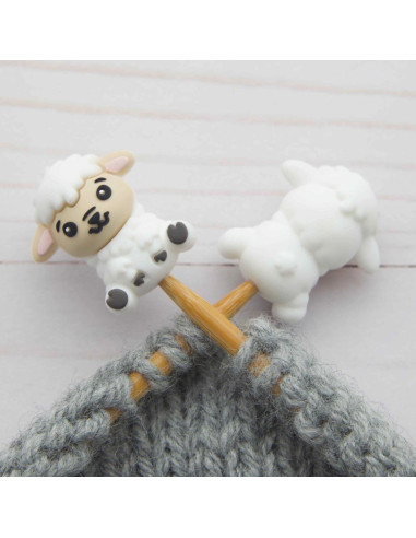 Maschenstopper für Stricknadeln - Kleines weißes Schaf