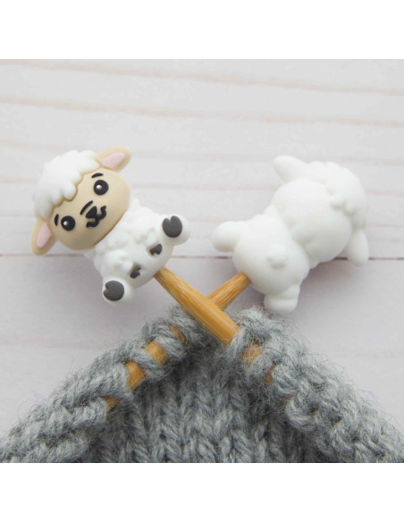 Maschenstopper für Stricknadeln - Kleines weißes Schaf