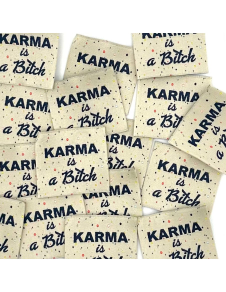 Satz von 5 gewebten Aufnähern zum Aufnähen Karma is a bitch