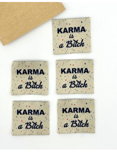 Satz von 5 gewebten Aufnähern zum Aufnähen Karma is a bitch 2