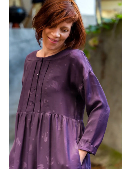 Jacquardstoff aus Viskose Streli Violett - Églantine & Zoé