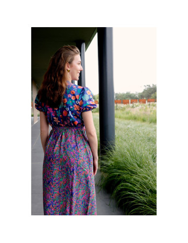 Viscose-Stoff Nerida Hansen - Bunter Gartenpflaume