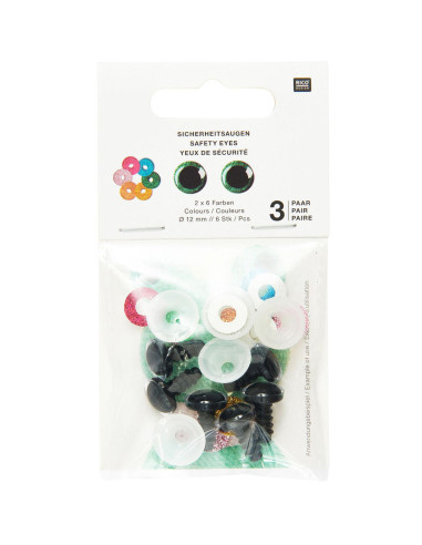 Sicherheitsaugen 6 Farben Ricorumi 12 mm - 3 Paare