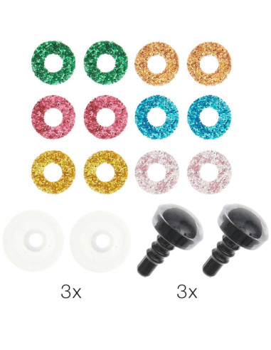 Sicherheitsaugen 6 Farben Ricorumi 12 mm - 3 Paare