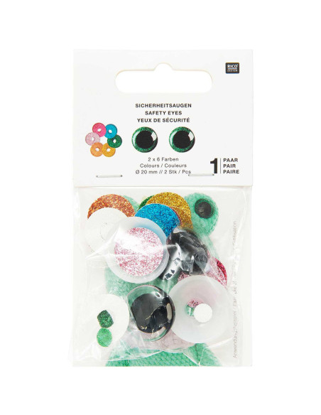 Sicherheitsaugen 6 Farben Ricorumi 20 mm - 1 Paar