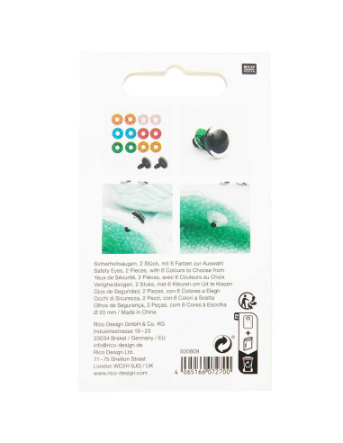 Sicherheitsaugen 6 Farben Ricorumi 20 mm - 1 Paar