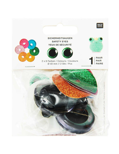 Sicherheitsaugen 6 Farben Ricorumi 40 mm - 1 Paar