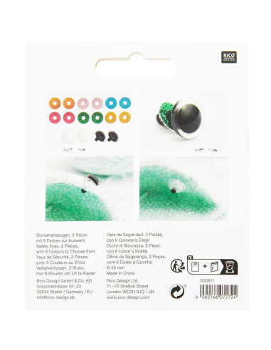 Sicherheitsaugen 6 Farben Ricorumi 40 mm - 1 Paar