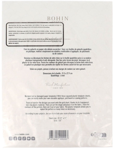 Transparente, karierte Schablonenblätter von Bohin