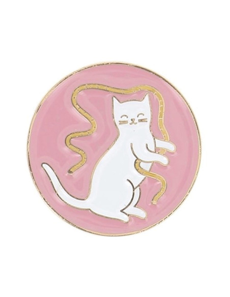 Magnetisches Nadelkissen Bohin - Katzenband auf rosa Hintergrund