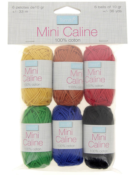 Beutel mit 6 Câline Mini Baumwollknäueln - Grundfarben