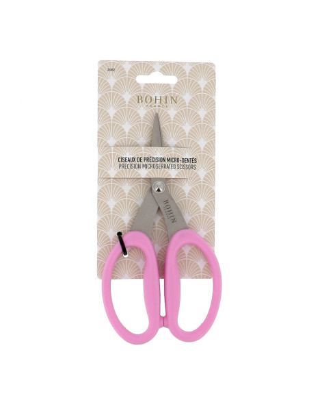 Präzisionsschere mit Mikroverzahnung und großen, weichen Ringen Bohin - Rosa
