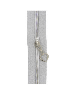 5 Meter Rolle Nylonreißverschluss 5 mm mit Herzanhängern - Silber Lurex 2