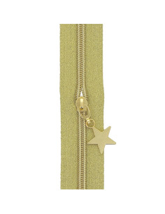 5 Meter Rolle Nylonreißverschluss 5 mm mit Sternziehern - Gold Lurex 2
