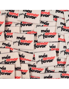 Satz von 5 gewebten Etiketten - Más amor por favor