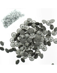 Schachtel mit 100 Jeansknöpfen 17mm - Mattes Silber mit Sternen