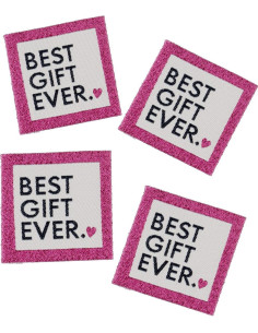Set von 4 Aufnähetiketten - Bestes Geschenk aller Zeiten