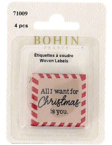 Set aus 4 Aufnähetiketten - Alles, was ich mir zu Weihnachten wünsche
