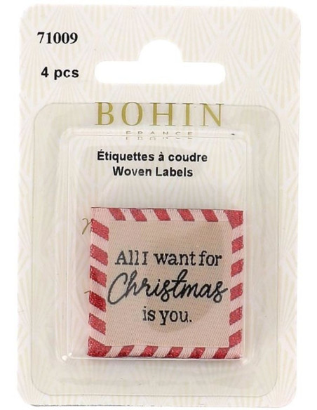 Set aus 4 Aufnähetiketten - Alles, was ich mir zu Weihnachten wünsche